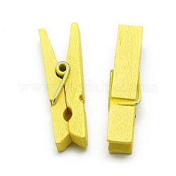 Gefärbt Holz-Handwerk Klammern Clips, Gelb, 35x7x10 mm