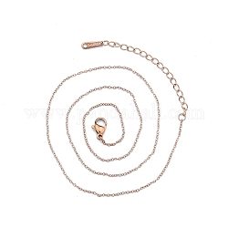 304 Edelstahl-Kabelketten-Halskette für Männer und Frauen, Roségold, breit: 1.2 mm, 15.75 Zoll (40 cm)