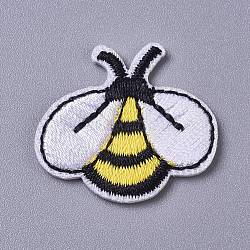 Tissu de broderie informatisé fer/coudre sur les patchs, accessoires de costumes, appliques, abeilles, jaune, 25.5x28.5x1.5mm