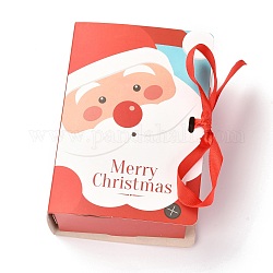 Weihnachten faltende geschenkboxen, Buchform mit Band, Geschenkverpackungstaschen, für Geschenke Süßigkeiten Kekse, Weihnachtsmann, 13x9x4.5 cm