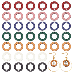 NBEADS 140 Pcs 7 Colors Natural Wood Earring Pendants, Wooden Circle Earring Charms Pendant Hollow Dangle Earrings Wood Charms Connector for Earring Jewelry DIY Craft Making, Hole: 1.2mm