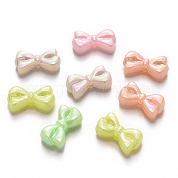 Opaque Acrylic Beads, AB Color Plated, Bowknot, Mixed Color, 10x18x5.5mm, Hole: 1.8mm, about 890pcs/500g