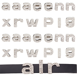 Breloques de glissière en alliage de zinc, avec strass cristal, pour bracelet, étiquettes pour sacs et vêtements, lettre a & e & g & i & n & p & r & w & x, platine, 12~16.5x4.5~14.5x6mm, Trou: 9.5~10x3mm, 13 pièces / kit