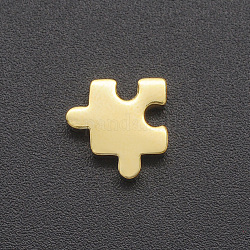 201 charms in acciaio inox, per realizzare semplici collane, Taglio laser, pezzo del puzzle, oro, 10x10x3mm, Foro: 1.8 mm