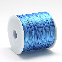 Hilo de nylon, Cordón de satén de cola de rata, azul dodger, aproximamente 1 mm, alrededor de 76.55 yarda (70 m) / rollo