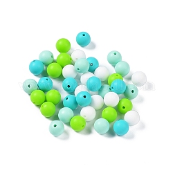 Perles focales rondes en silicone écologique de qualité alimentaire, perles à mâcher pour les jouets de dentition, Diy soins infirmiers colliers faisant, pelouse verte, 12mm, Trou: 2.5mm, 4 couleurs, 10 pcs / couleur, 40 pcs /sachet 