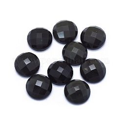 Cabochons obsidienne naturelle, demi-rond, facette, 11x4.5mm