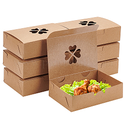 Benecreat 30Pack Kraftpapier-Take-out-Boxen, Hellbraune Papieraufbewahrung mit Kleeblattmuster, To-Go-Verpackung für das Restaurant, Lieferung und Party, 5.3x3.8x1.4 Zoll