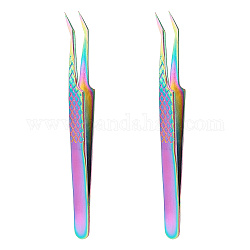 304 pinzetta curva in acciaio inossidabile, pinzette per perline a punta piegata, colore arcobaleno, 11.9x1cm