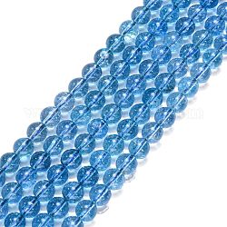 Granos de cristal de cuarzo natural hebras, Imitación de cianita, redondo, teñido y climatizada, acero azul, 8mm, agujero: 1 mm, aproximamente 46 pcs / cadena, 15 pulgada