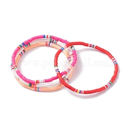 4 pz 4 colori fatti a mano in argilla polimerica perline elastiche cavigliere set per le donne, rosso, diametro interno: 2-7/8 pollice (7.3 cm)