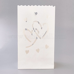Hollow Candle Paper Bag, Paper Lantern, Home Wedding Party Supplies, Double Heart, White, 26x15x9cm