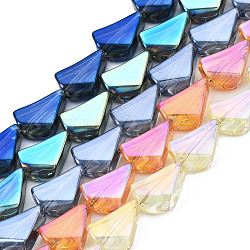 Abalorios de vidrio electroplate hebras, polígono, color mezclado, 12x9.5x4.5mm, agujero: 1 mm, aproximamente 53 pcs / cadena, 24.80 pulgada (63 cm)