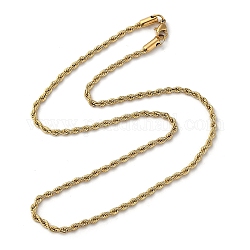 Placcatura sottovuoto 304 collane con catena in corda di acciaio inossidabile, oro, 18.11 pollice (46 cm)