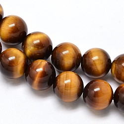 Chapelets de perles d'œil de tigre naturel, grade AAA, ronde, 12mm, Trou: 1mm, Environ 33 pcs/chapelet, 15.7 pouce
