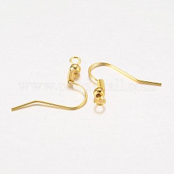 Ganci orecchino di Ferro, filo per le orecchie, con anello orizzontale,  cadmio& piombo libero, oro, 17~19x0.8mm, Foro: 2 mm, 22 gauge, ago :0.6mm