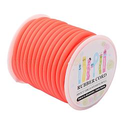 Синтетические резиновые шнуры , полый, обернутый круглый белой пластиковой катушке, оранжево-красный, 5 мм, отверстие : 3 мм, о 10.94yards / рулон (10 м / рулон)