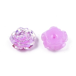 Perlas de plástico abs opaco, medio-perforado, flor, violeta, 15x16x6.5mm, agujero: 1.2 mm