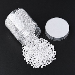 1300Pcs 6/0 Glass Seed Beads, Opaque Colours Seed, Round, Small Craft Beads for DIY Jewelry Making, White, 4mm, Hole:1.5mm