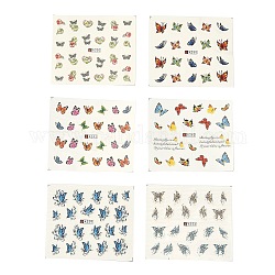 Nagelkunst-Wassertransfer-Aufkleber, Schmetterlingsblumen-Wasserzeichen-Nagelabziehbilder, für frau mädchen nägel design maniküre tipps dekoration, Mischfarbe, 6.125x5.3 cm