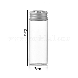 Bottiglie di vetro trasparente contenitori di perline, tubi per la conservazione delle perle con tappo a vite e tappo in alluminio, colonna, argento, 3x8cm, capacità: 40 ml (1.35 fl. oz)