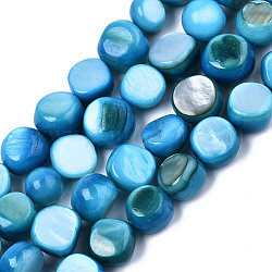 Eau douce naturelle de coquillage perles brins, teinte, pépites, lumière bleu ciel, 7~9x7~8x2.5~6mm, Trou: 0.8mm, Environ 48~50 pcs/chapelet, 14.96~15.74 pouce (38~40 cm)