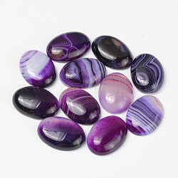 Cabuchones de ágata rayada natural / ágata rayada, teñido, oval, púrpura, 18x13x5mm