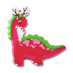 Colgantes de acrílico con tema navideño, estilo animal, dinosaurio, 43.5x36x2.5mm, agujero: 1.8 mm
