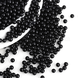 Perline acrilico perla imitato, Senza Buco, tondo, nero, 1.5~2mm, circa 10000pcs/scatola