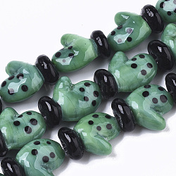Fili di perline murano fatto a mano, guanti di natale, per Natale, verde, 19~20x15x9~10mm, Foro: 1.8 mm, circa 25pcs/filo, 18.90'' (48 cm)
