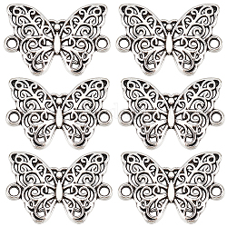 Sunnyclue 100 Stück Verbindungsanhänger aus tibetischer Legierung, Schmetterlings-Verbinder, cadmiumfrei und bleifrei, Antik Silber Farbe, 20x14x2 mm, Bohrung: 1.5 mm
