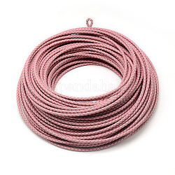 Cuerda trenzada de cuero, rosa, 3mm, alrededor de 54.68 yarda (50 m) / paquete