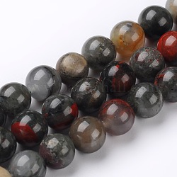 Naturelles africaines perles bloodstone brins, perles de pierre d'héliotrope, ronde, 6mm, Trou: 1mm, Environ 60~62 pcs/chapelet, 15.74 pouce