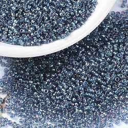 MIYUKI Round Rocailles Beads, Japanese Seed Beads, (RR3747) Fancy Lined Anchor Grey, 15/0, 1.5mm, Hole: 0.7mm, about 5555pcs/bottle, 10g/bottle