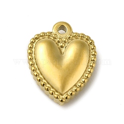 316 Surgical Stainless Steel Pendants, Heart Charm, Golden, 15x12x4mm, Hole: 1.5mm