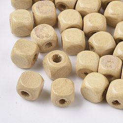 Perles de bois naturel non teintes, cube, sans plomb, burlywood, 10x10x10mm, Trou: 3.5mm, environ 2200 pcs/1000 g