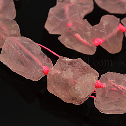 Piedras preciosas naturales cuarzo rosa pepitas en bruto hebras de cuentas, 13~40x10~26x10~23mm, agujero: 2 mm, aproximamente 14~19 pcs / cadena, 16.54 pulgada