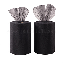 Rubans de maille déco, tissu de tulle, Tissu à carreaux en tulle pour la fabrication de jupe, noir, 6 pouce (15 cm), 100yards / roll (91.44m / roll)