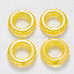 Прозрачные акриловые связывая кольца, с покрытием AB цвета, Стиль имитация драгоценных камней, круглые кольца, желтые, 25x6 мм, внутренний диаметр: 12.5 мм