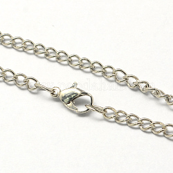Винтажное железо из крученого ожерелья для дизайна карманных часов, с омаром застежками, платина, 31.5 дюйм, ссылка: 3.3x4.6x0.9 mm