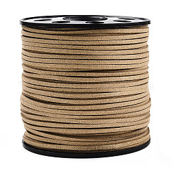 Eco-Friendly Faux Suede Cord, Faux Suede Lace, with Glitter Powder, Tan, 2.7x1.4mm, about 100yards/roll(300 feet/roll)
