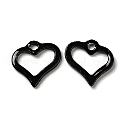 Ciondoli in acciaio inossidabile verniciato a spruzzo, fascino cuore, nero, 201mm, Foro: 11.5x11x1.5 mm