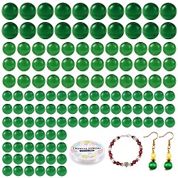 Kit per la creazione di braccialetti rotondi perline occhio di gatto fai da te, comprese le perline rotonde a forma di occhio di gatto, filo elastico, verde, perline: 175 pz / set