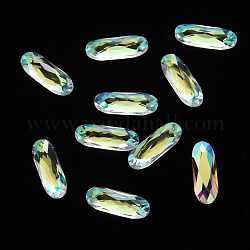 Oval Transparent Glass Cabochons, Nail Art Decoration Accessories, Faceted, Gold, 11x4x3mm