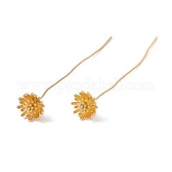 Épingles à tête de fleur de marguerite en laiton, or, 54mm, goupille : 21 jauge (0.7 mm), fleur: 9 mm de diamètre