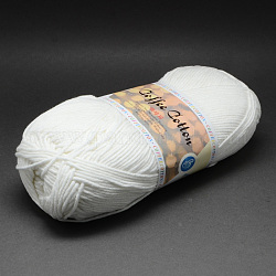 Мягкие нитки для ручного вязания, с хлопком, ПАН волокна и COFF экстракт, белые, 2.5 мм, около 100 г / рулон, 5 рулонов / мешок