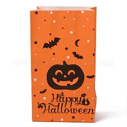 Sacs en papier kraft thème halloween, sacs-cadeaux, sacs de collations, rectangle, motif de citrouille, 23.2x13x8 cm
