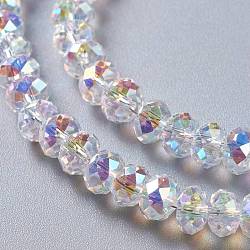 Perle di cristallo austriache imitazione di vetro, rondelle sfaccettato, chiaro ab, 6x4mm, Foro: 1.2 mm