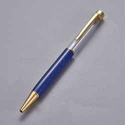 創造的な空のチューブボールペン  内側に黒のインクペンを詰め替えます  DIYキラキラエポキシ樹脂クリスタルボールペンハーバリウムペン作り用  ゴールドカラー  ダークブルー  140x10mm