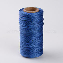 Cordes plates en polyester ciré, bleu royal, 1x0.3mm, environ 284.33 yards (260 m)/rouleau